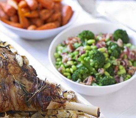 Peas & beans with pancetta & mint recipe