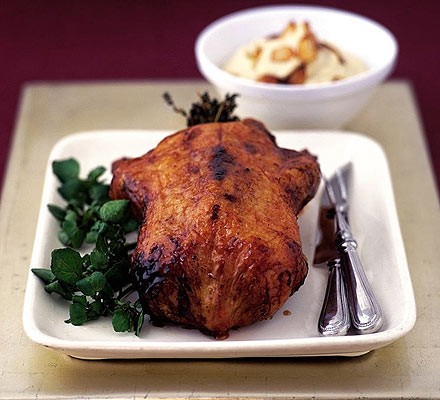 Honey-roasted duck with creamed cauliflower recipe 