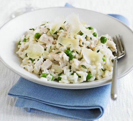 Roast chicken & pea risotto recipe 