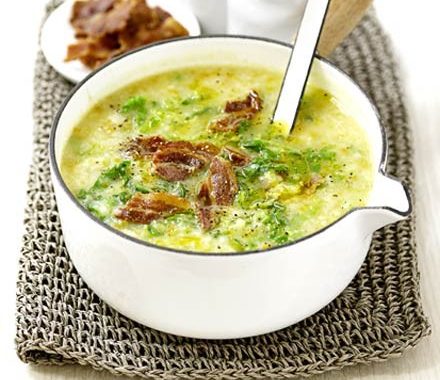 Potato & Savoy cabbage soup with bacon recipe