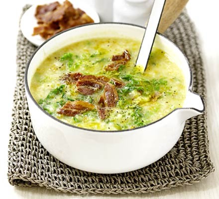 Potato & Savoy cabbage soup with bacon recipe 
