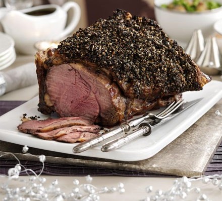 Herb & pepper crusted rib of beef recipe 