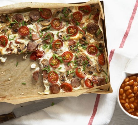 Full English frittata with smoky beans recipe 