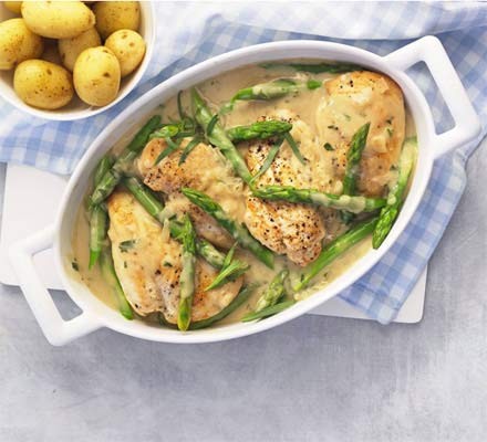 Creamy tarragon chicken with asparagus recipe 