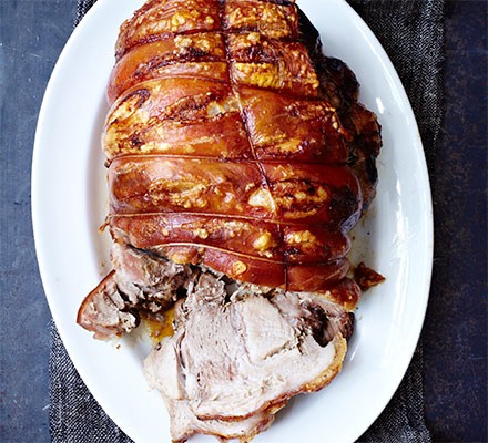 Roast pork with cider gravy recipe 