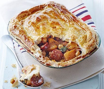 Squash & chorizo pot pies recipe