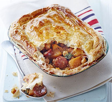 Squash & chorizo pot pies recipe 