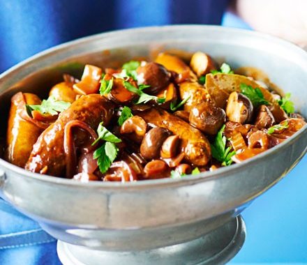 Venison sausage & chestnut casserole recipe