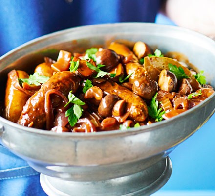 Venison sausage & chestnut casserole recipe 