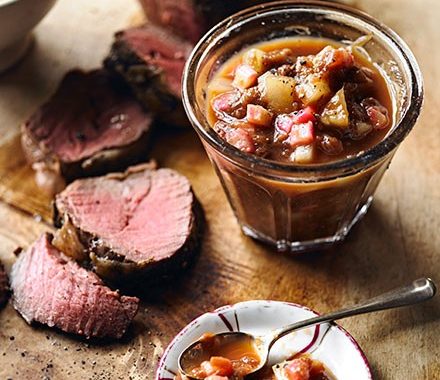 Venison with rhubarb chutney recipe