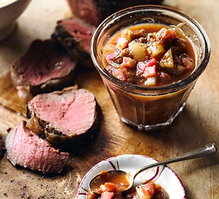 Venison with rhubarb chutney recipe 