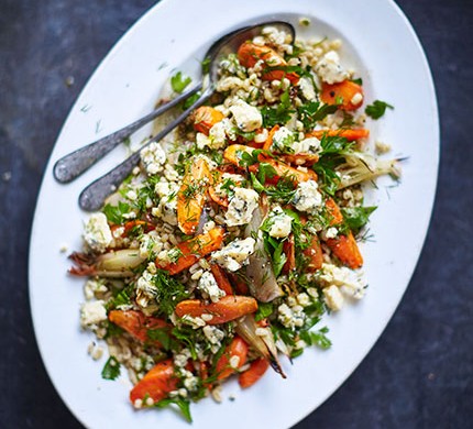 Warm pearl barley & roasted carrot salad with dill vinaigrette recipe 