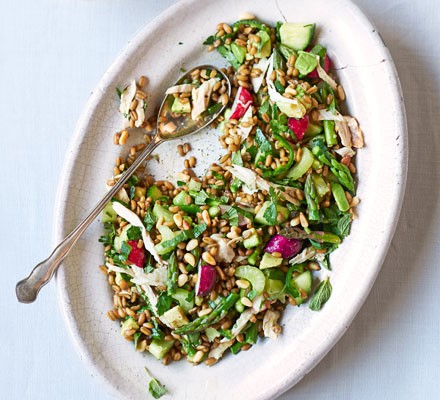 Chicken & freekeh chopped salad with salsa verde recipe 