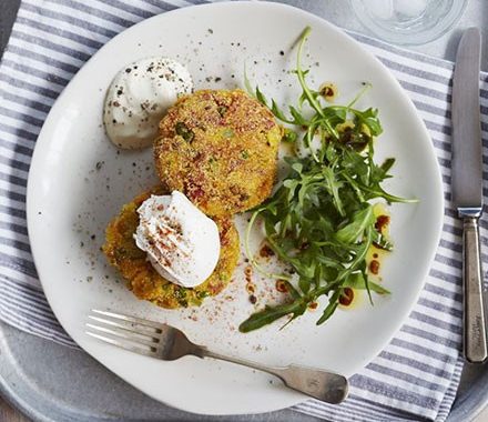 Ham, pea & polenta cakes recipe