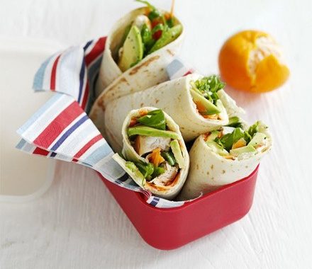 Chicken, carrot & avocado rolls recipe