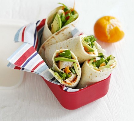 Chicken, carrot & avocado rolls recipe 
