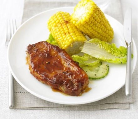 BBQ pork steaks with smoky corn recipe