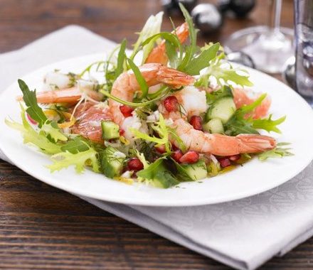 Prawn, pomegranate & grapefruit salad recipe