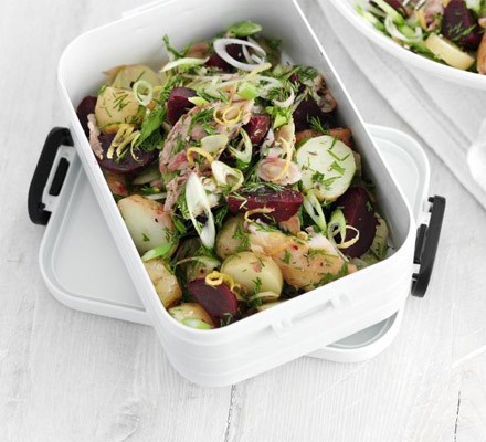 Mackerel & potato salad with lemon caraway dressing recipe 