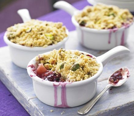 Pear & blackberry crumbles recipe