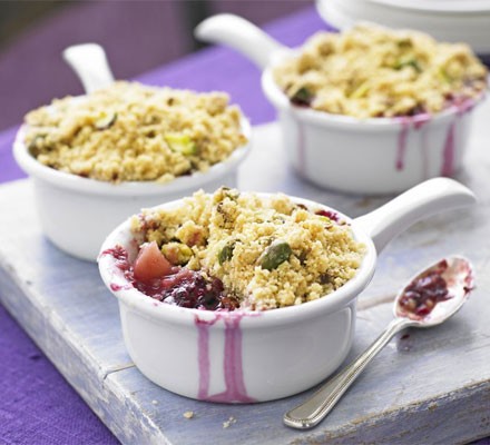 Pear & blackberry crumbles recipe 