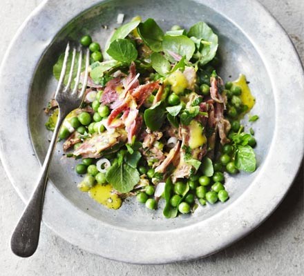 Pea, ham hock & watercress salad recipe 