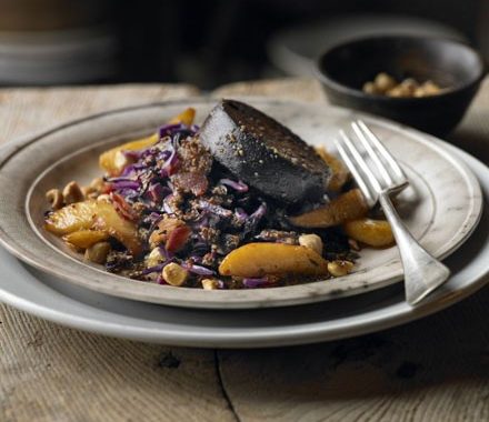 Warm salad of red cabbage, black pudding & apple recipe