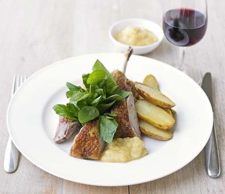 Spiced slow-roast duck & apple sauce recipe
