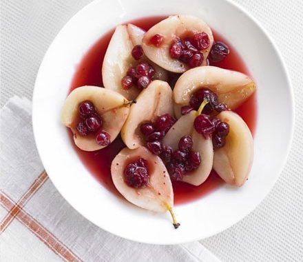Tea-poached pears recipe