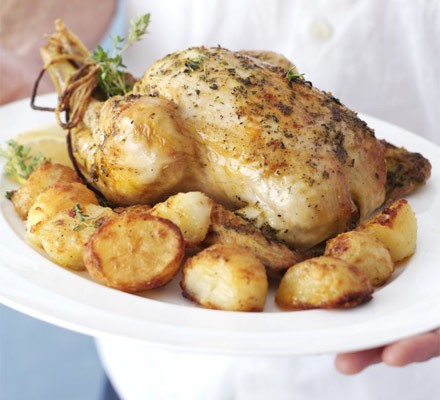 Slow-roast chicken with homemade gravy recipe 