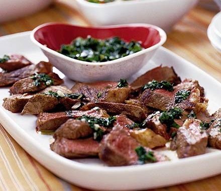 Charred steak with chimichurri sauce recipe