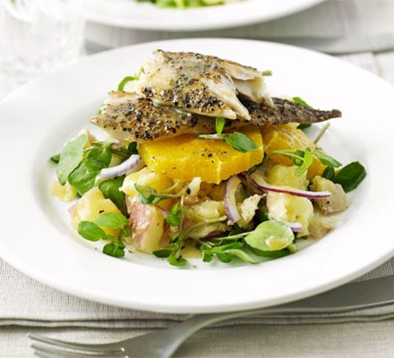 Smoked mackerel with orange, watercress & potato salad recipe 