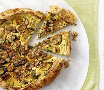 Rustic courgette, pine nut & ricotta tart recipe