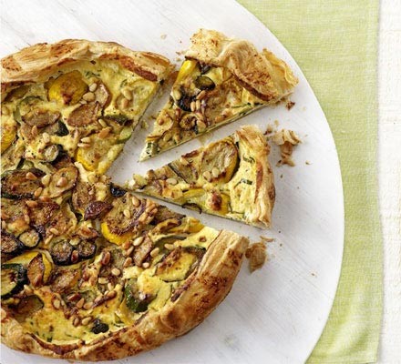 Rustic courgette, pine nut & ricotta tart recipe 