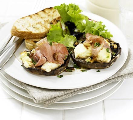 Grilled mushrooms with goat's cheese recipe 
