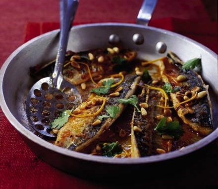 Mackerel with orange & harissa glaze recipe