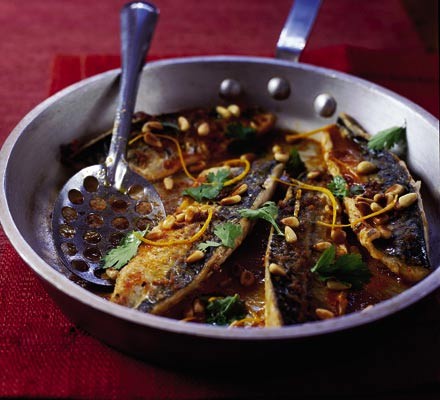 Mackerel with orange & harissa glaze recipe 