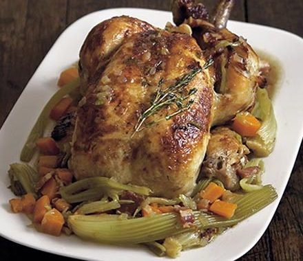 Chicken with braised celery & cider recipe