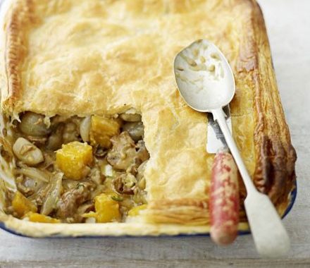 Mushroom, shallot & squash pie recipe