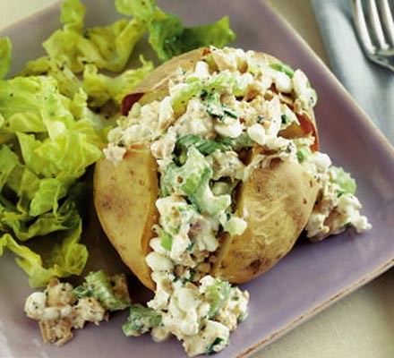 Spuds stuffed with tuna & chives recipe 