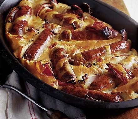 Toad-in-the-hole with red onions & thyme batter recipe