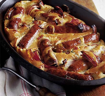 Toad-in-the-hole with red onions & thyme batter recipe 