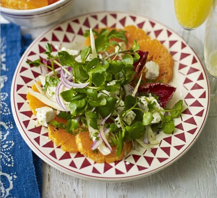 Clementine, feta & winter leaf salad recipe 