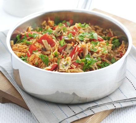 Mushroom & rice one-pot recipe 