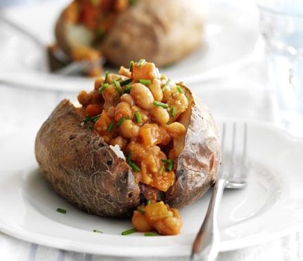 Jacket potatoes with home-baked beans recipe