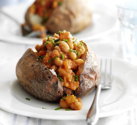 Jacket potatoes with home-baked beans recipe 