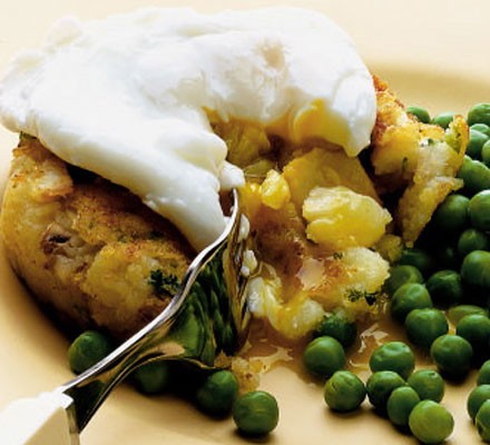 Smoked fish cakes with poached eggs recipe 