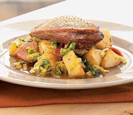 Simmered duck with cabbage & potato recipe
