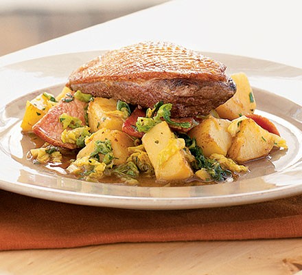 Simmered duck with cabbage & potato recipe 