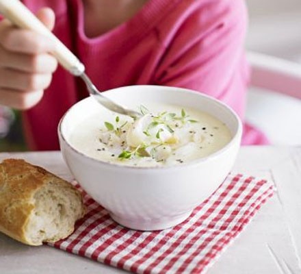 Silky celeriac soup with smoked haddock recipe 